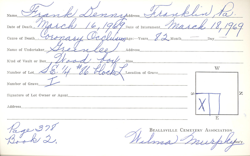 burial card